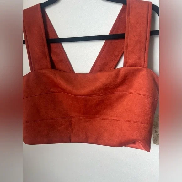 Altar’d State Suede Rustic Red Orange Cropped Top Large NWT - Picture 5 of 8